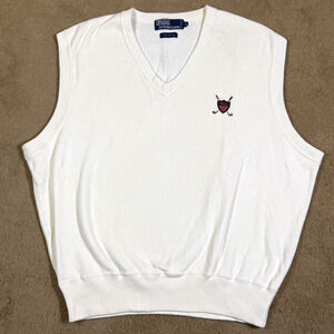 Vintage Ralph Lauren Polo Golf Crest Vest Womens White Size XL
